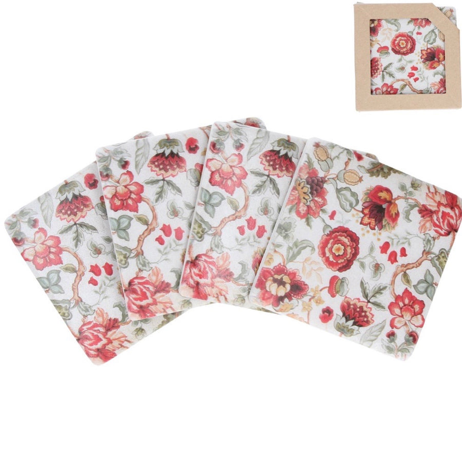 red flowers coasters