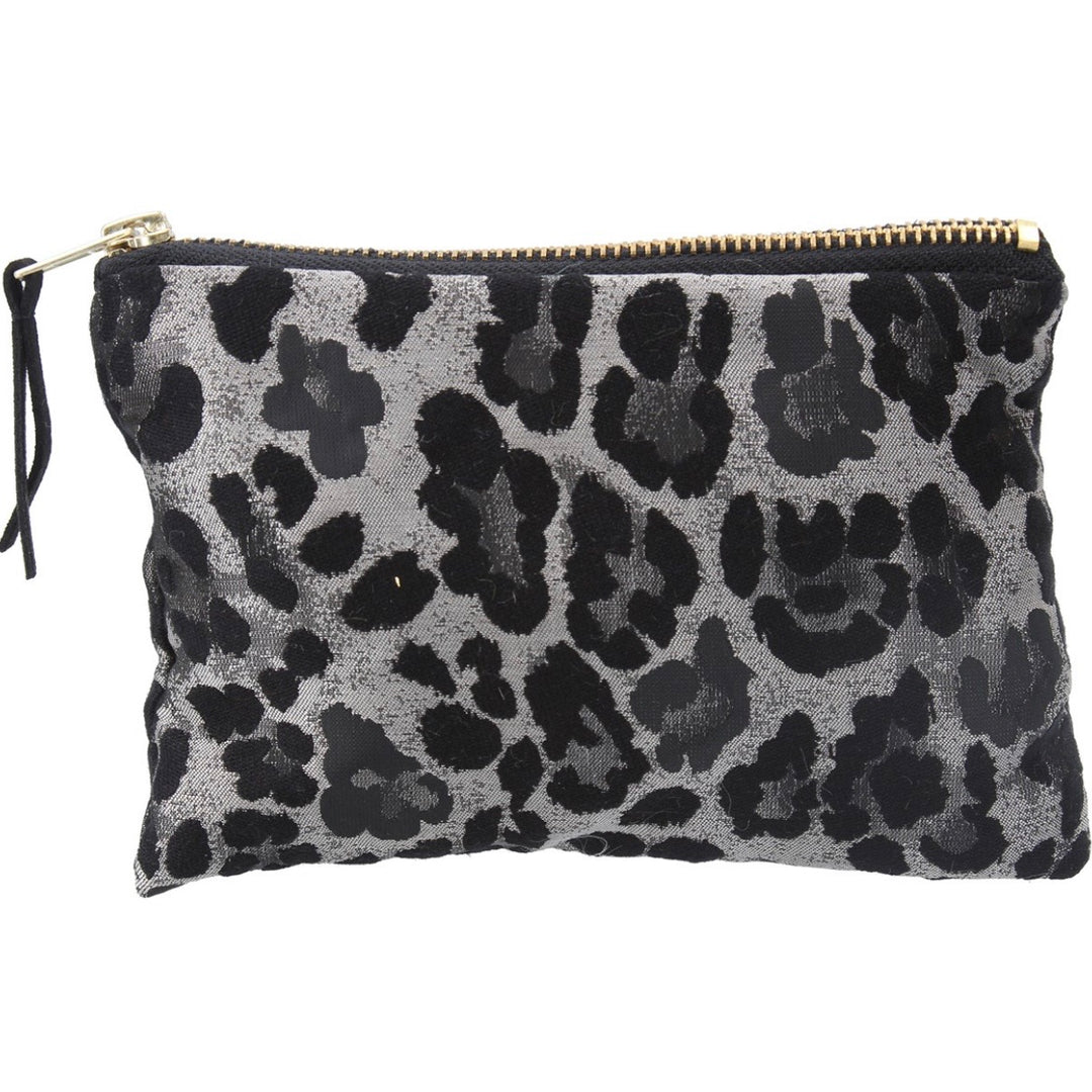 Leopard print jacquard pouch purse