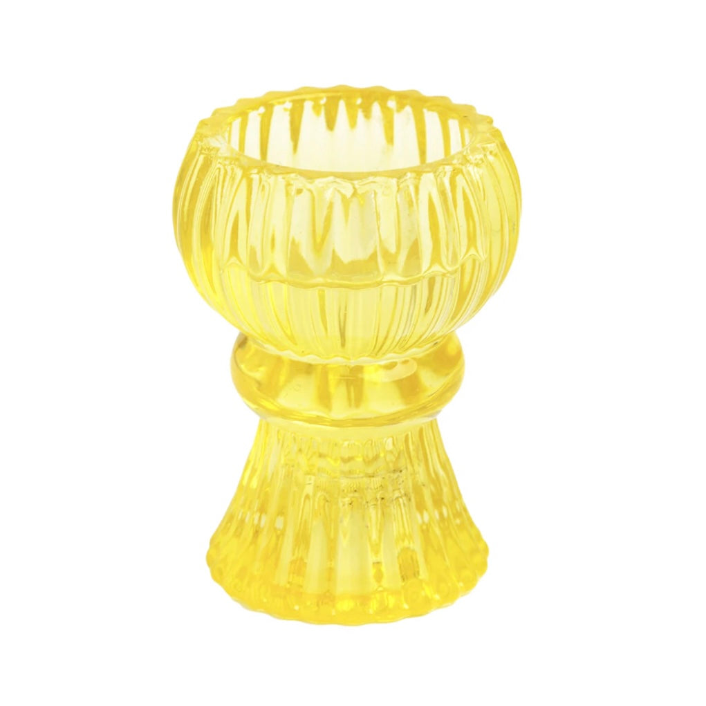 Small Yellow Glass Candle Holder