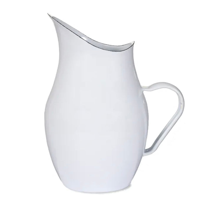 Enamel water pitcher jug in white