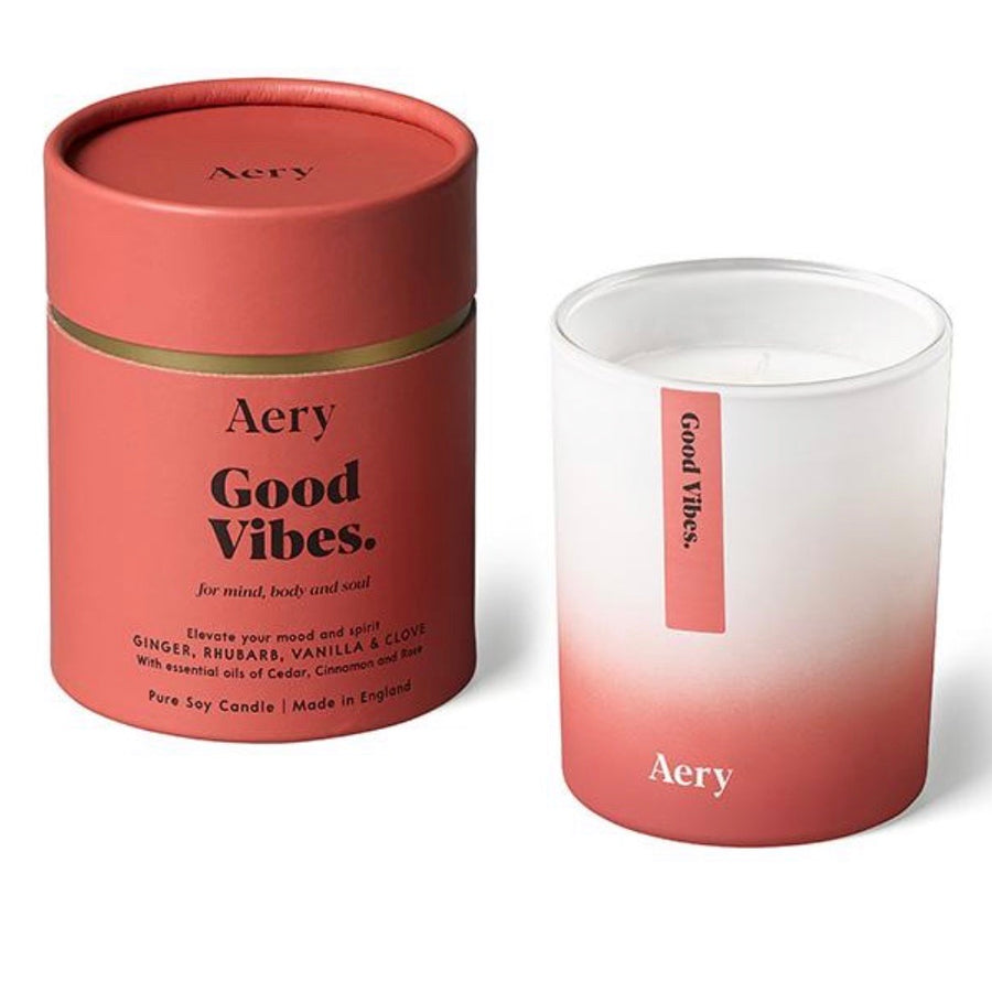 Good Vibes scented Candle by Aery Rhubarb and Ginger 