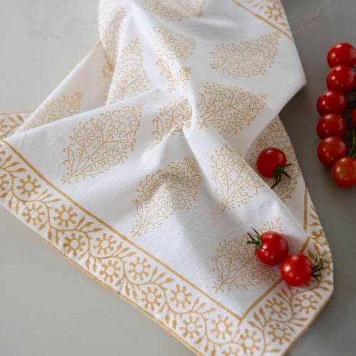 Saffron Cotton Hand Block Printed Tablecloth 230 x 140cm