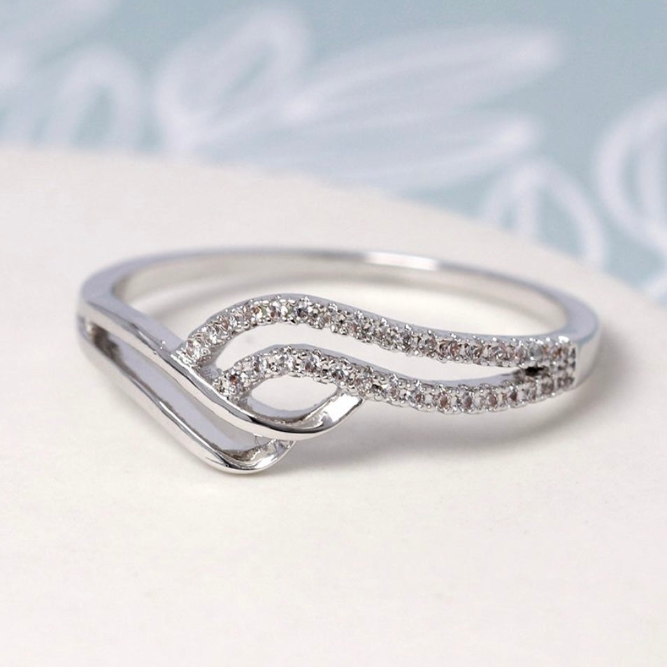 Double Wave Crystal Ring