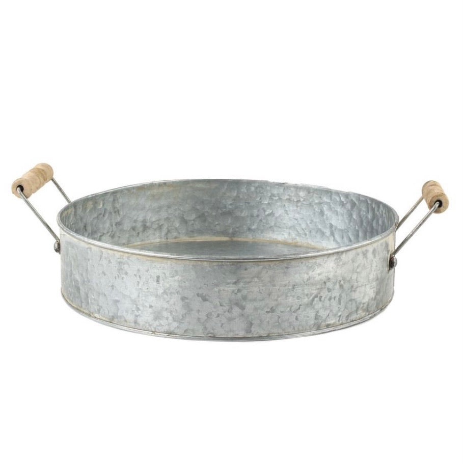 Round Metal Tray with Handles