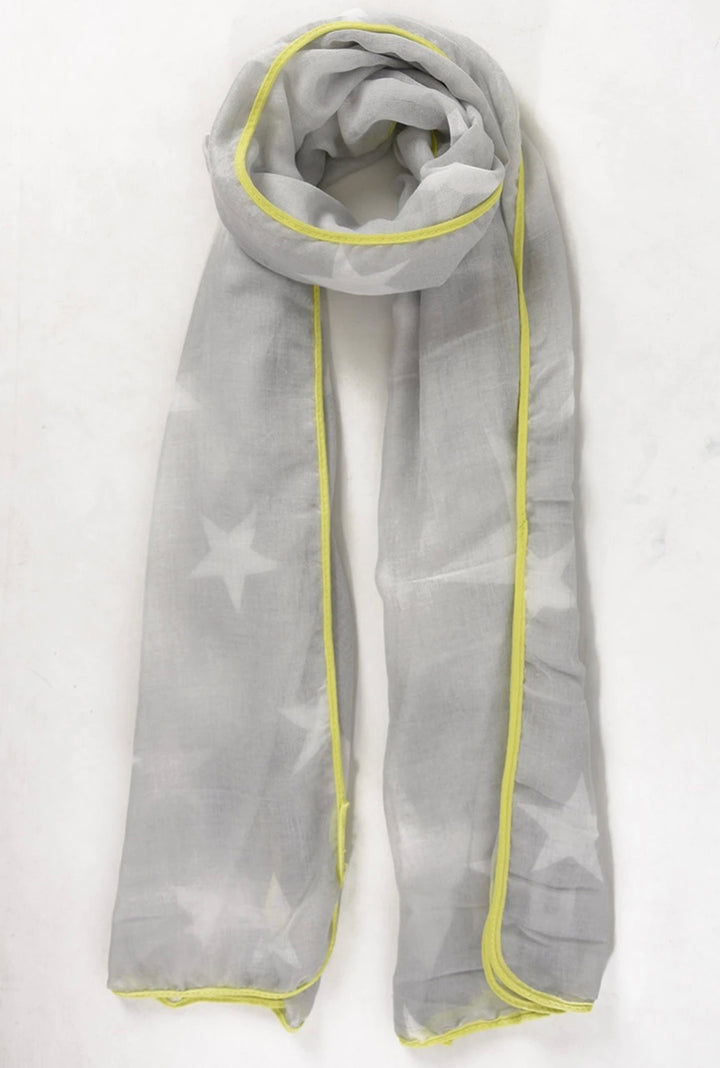 Light Grey Star and Yellow Neon Scarf