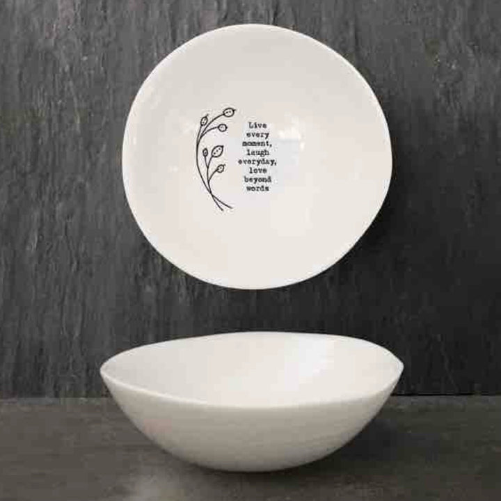 Medium porcelain bowl - Live Every Moment