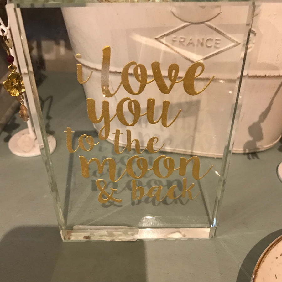 Glass paperweight Love You to the Moon and Back - La Di Da Interiors