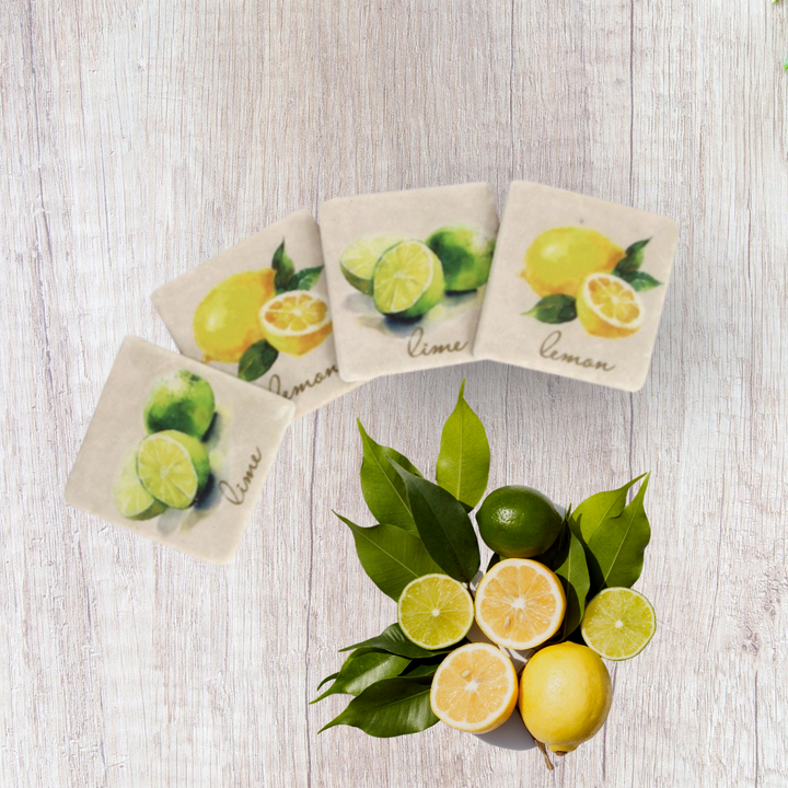 Lemon and Lime Coasters Set of 4