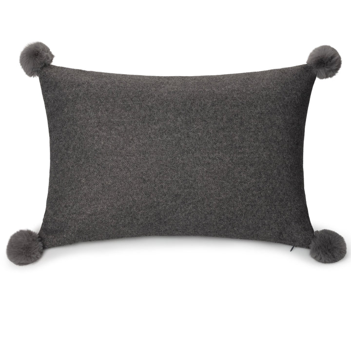 Large Grey Rectangular Pom Pom Felt Cushion