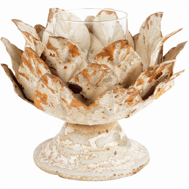 Artichoke Gold and White Candle Holder