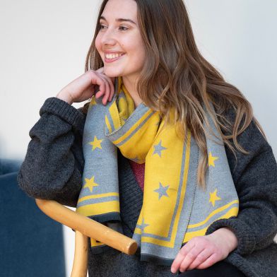 Yellow and Grey Star Scarf